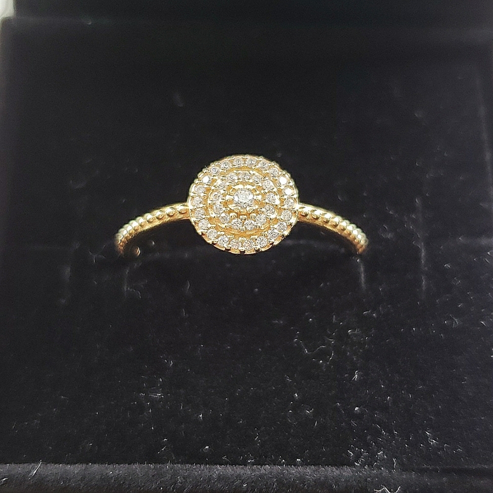 Pandora 14k gold Elegant Sparkle ring 7/54